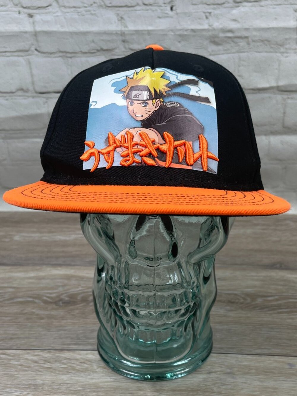 VINTAGE Naruto Shippuden  Embroidered Black/Orange Snapback Hat